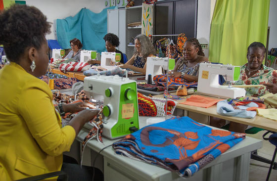 Women at work in a sewing project